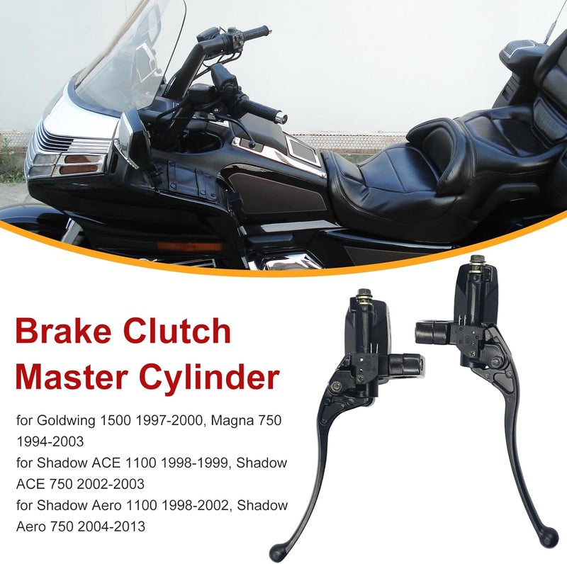 Triumilynn 1" 25mm Brake Master Cylinder Lever Motorcycle for Hon-da Shadow Goldwing Magna VTX Ya-ma-ha Road Star V-Star Su-zu-ki Ka-wasaki Hy-draulic Clutch Brake Goldwing Left & Right Set (Black) - Image 4